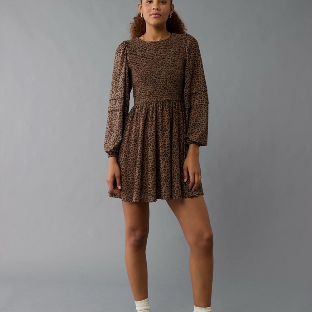 Leopard Print Brown Dress